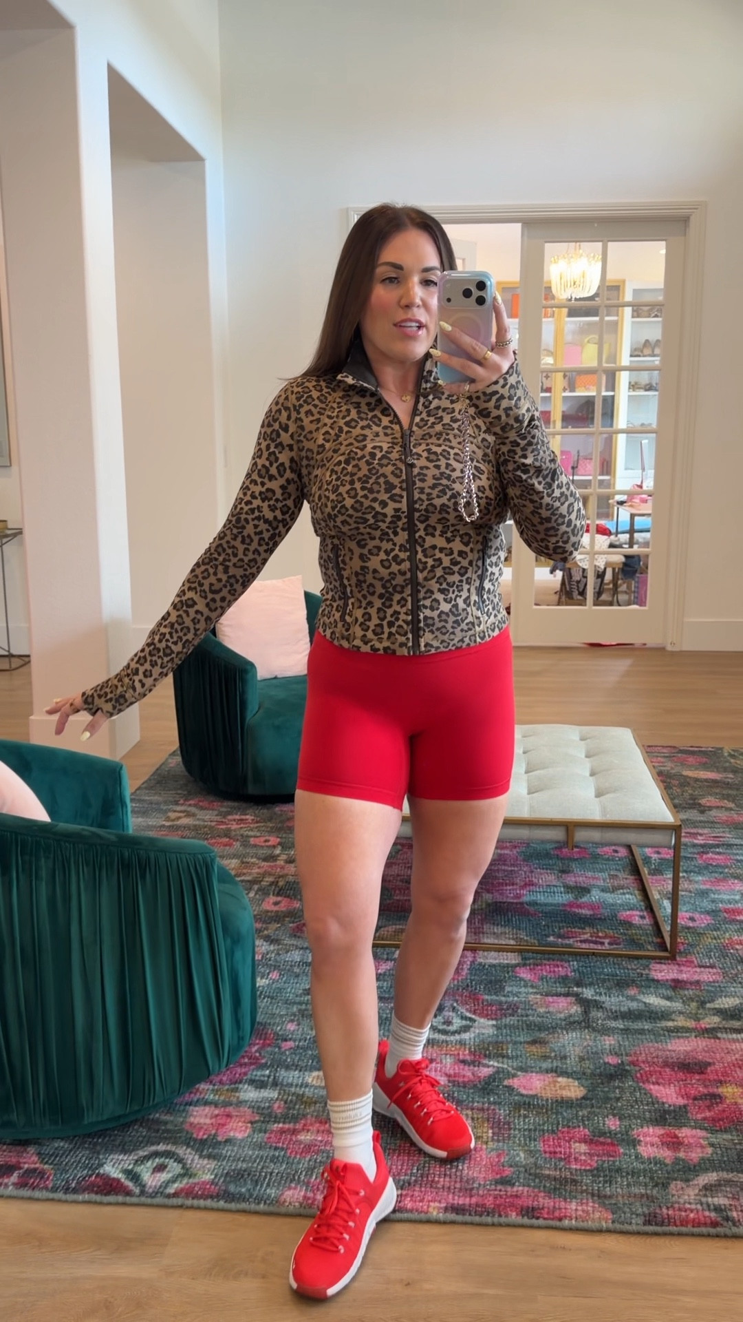 curvy midsize fitness workout look! in the size 10 in cropped define jacket and size 8 in short. obsessed with the new lululemon true leopard multi print! 

#LTKfitnessgoals #LTKMidsize #LTKActive