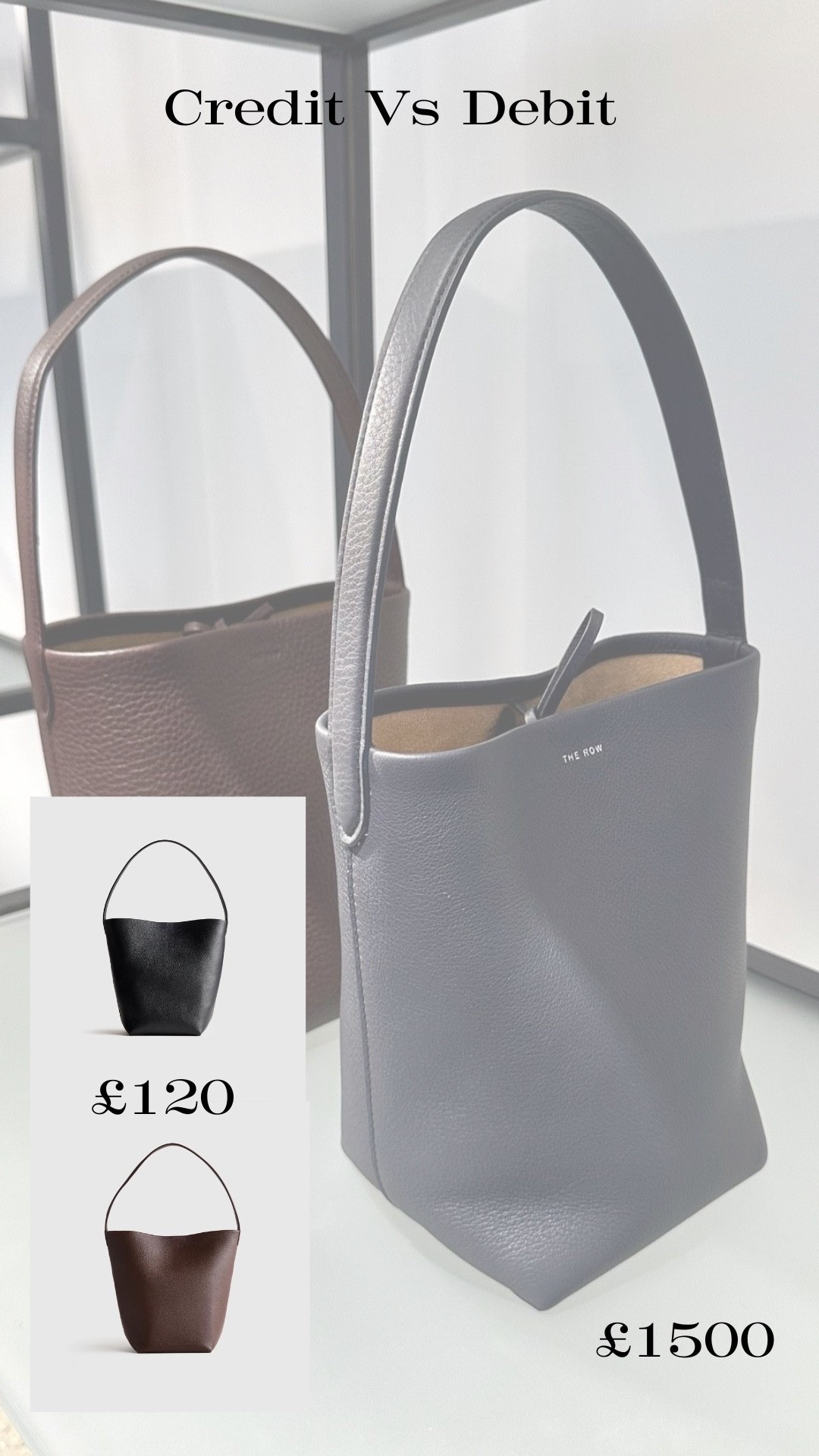 Credit Vs Debit 
Simple plain leather bucket bags