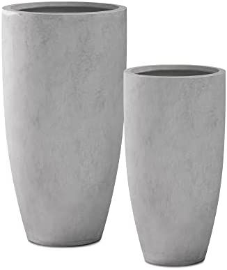 Kante 31.4" and 23.6" H Natural Concrete Finish Concrete Tall Planters Large Outdoor Indoor Decor... | Amazon (US)