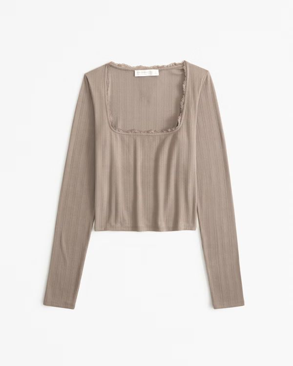 Lounge Long-Sleeve Pointelle Top | Abercrombie & Fitch (US)
