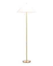 70in Brass Tone Floor Lamp With Tapered Linen Shade | Furniture & Lighting | Marshalls | Marshalls