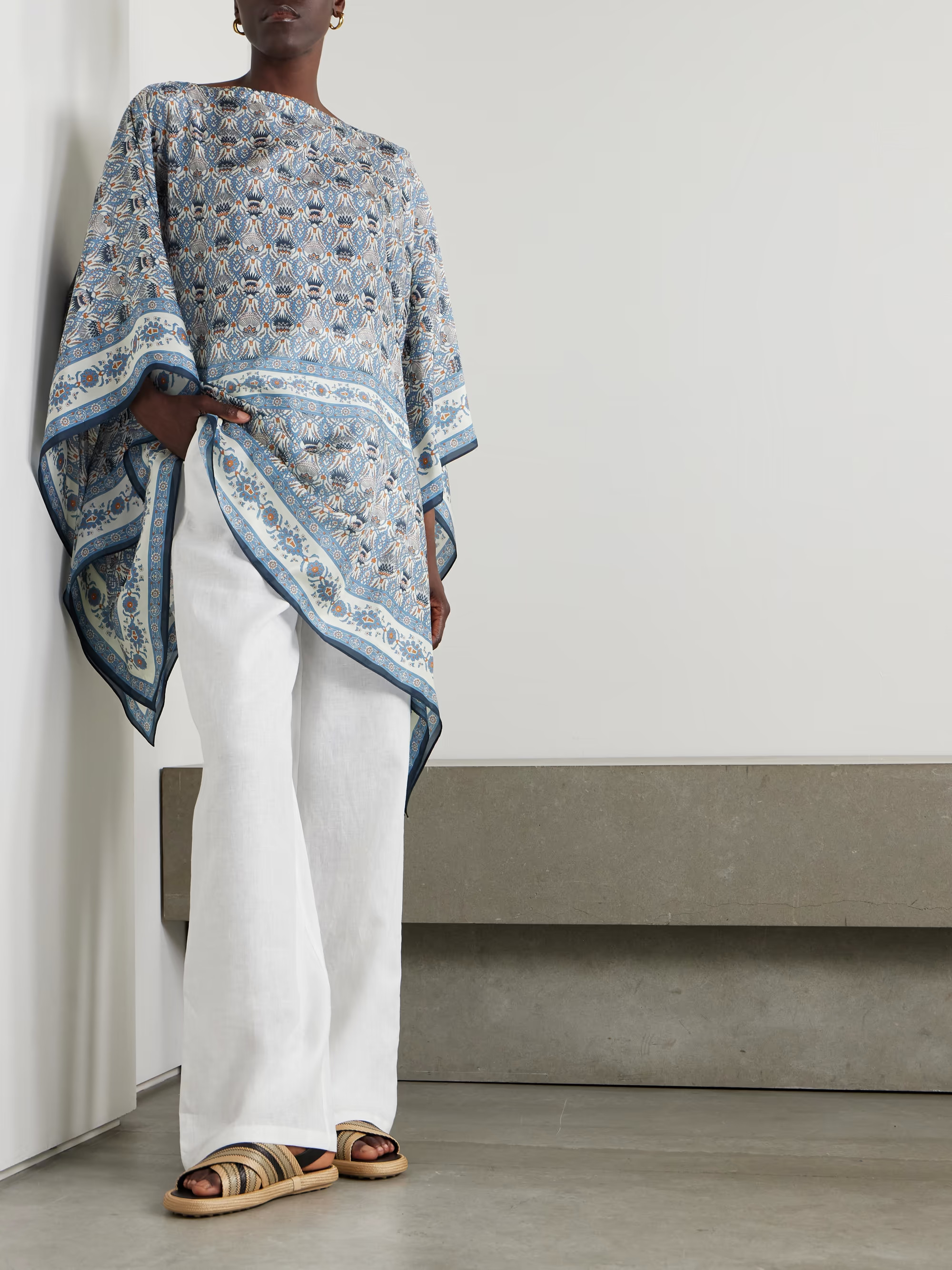 Dani printed silk poncho | NET-A-PORTER (US)