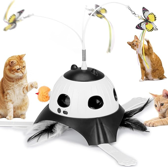 3-in-1 Automatic Cat Toys for Indoor Cats, Fluttering Butterfly, Whack a Mole, Rotating Feather W... | Amazon (US)