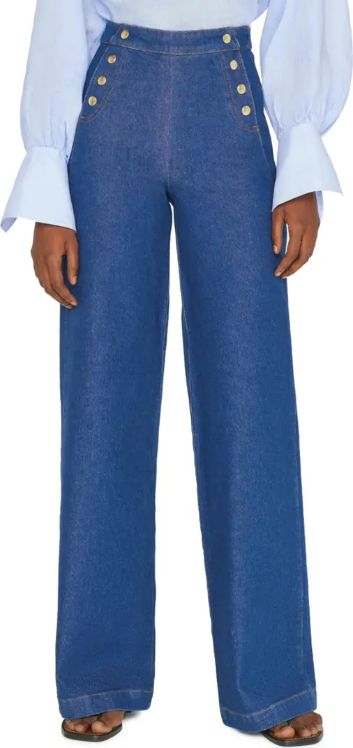 Sailor Snap High Waist Wide Leg Jeans | Nordstrom