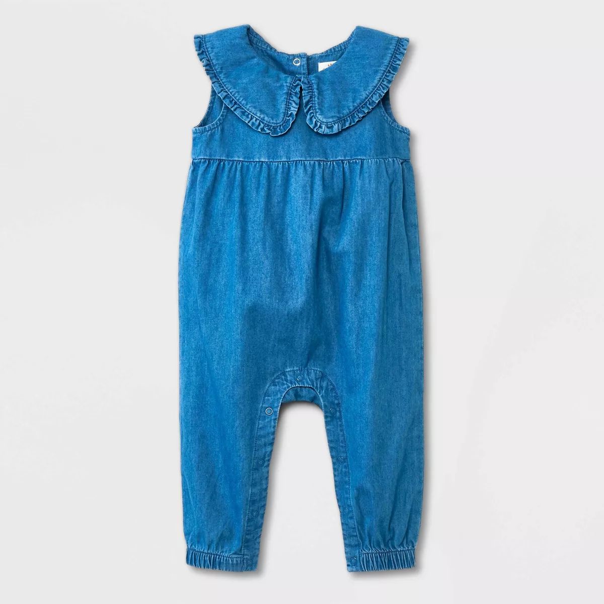Baby Girls' Collar Denim Romper - Cat & Jack™ Dark Blue | Target