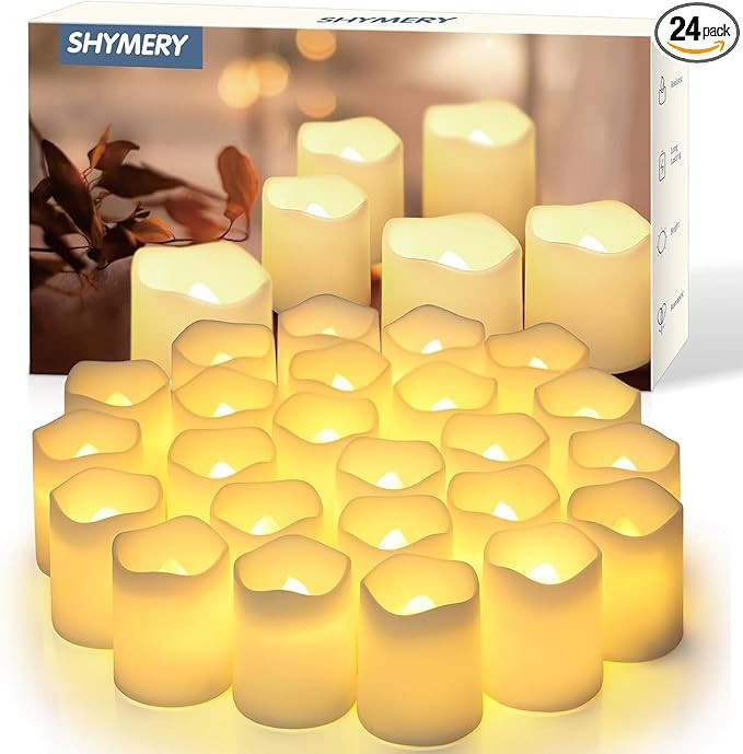 SHYMERY Flameless Votive Candles,Flameless Flickering Electric Fake Candle,24 Pack 200+Hour Batte... | Amazon (US)