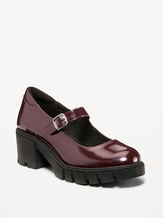 Faux Leather Chunky Heel Mary Jane Shoes for Women | Old Navy (CA)