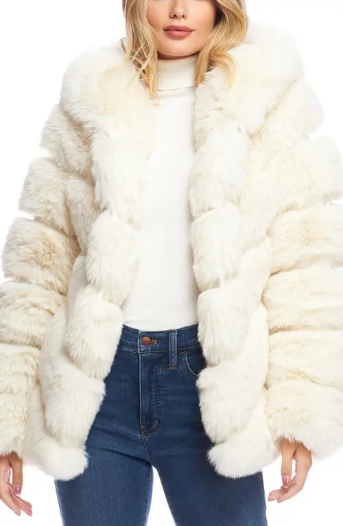 DONNA SALYERS FABULOUS FURS Chateau Quilted Faux Fur Hooded Coat in Ivory at Nordstrom, Size X-Small | Nordstrom
