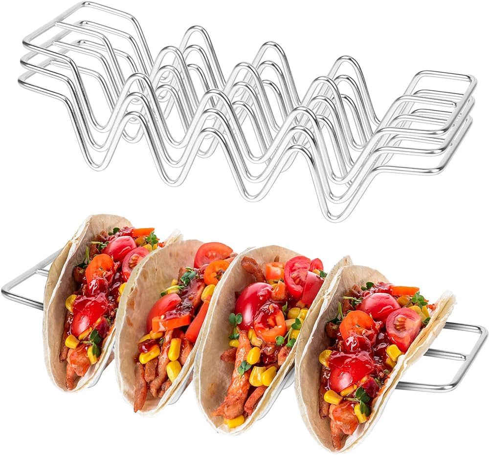 Amazon.com: Taco Holders set of 3,Stainless Steel Taco Shell Holder Stand,Taco Tray Plates for Ta... | Amazon (US)