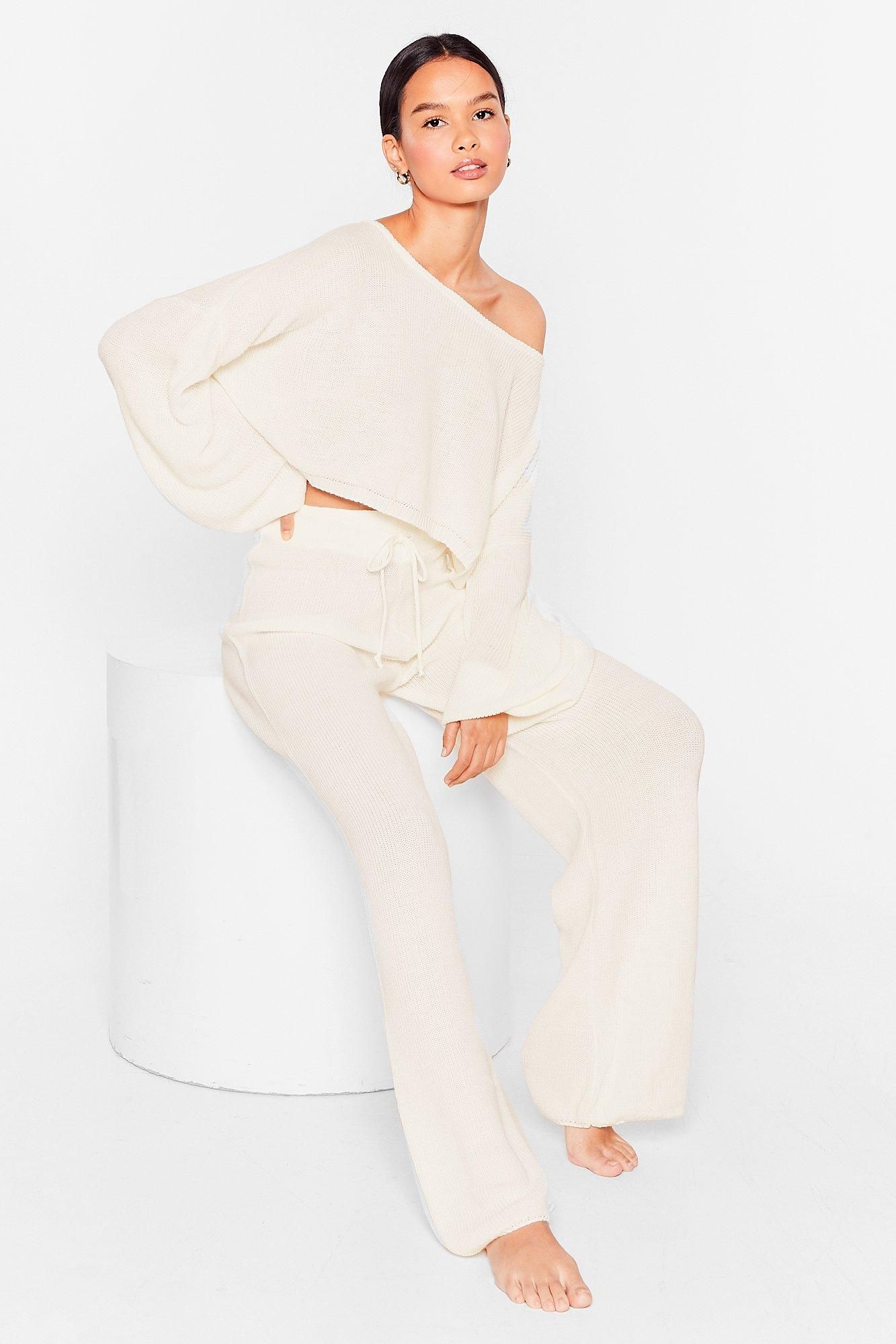 Womens Knit Again Sweater and Flare Pants Lounge Set - Cream | NastyGal (US & CA)