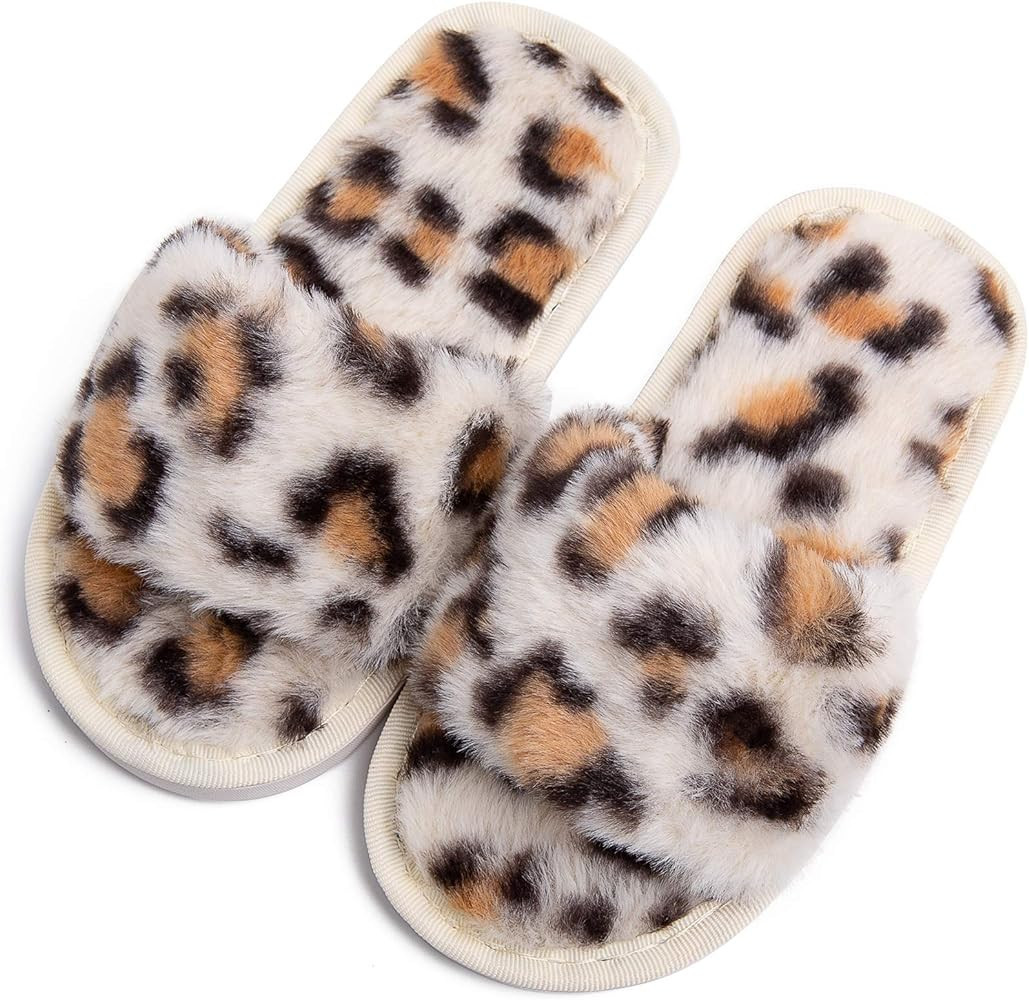 techcity Boys Girls Fuzzy House Slippers Cute Comfy Faux Fur Slip On Fluffy Plush Open Toe Home S... | Amazon (US)