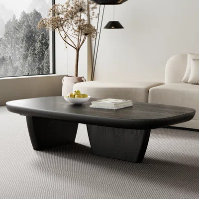 51" Modern Minimalist Double Leg Solid Wood Rectangular Coffee Tables For Living Room | Wayfair North America