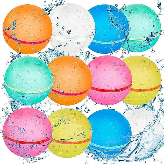 12 PCS Reusable Water Balloons Balls, Soft Silicone Quick Fill Balloons Splash Fun,Outdoor Backya... | Amazon (US)