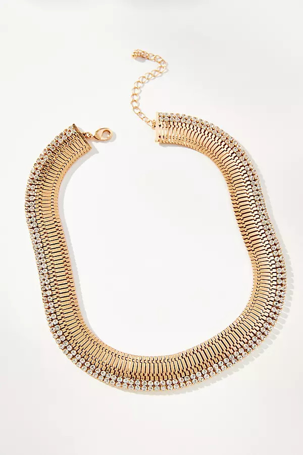 The Restored Vintage Collection: Wide Pavé Snake Chain Necklace | Anthropologie (US)