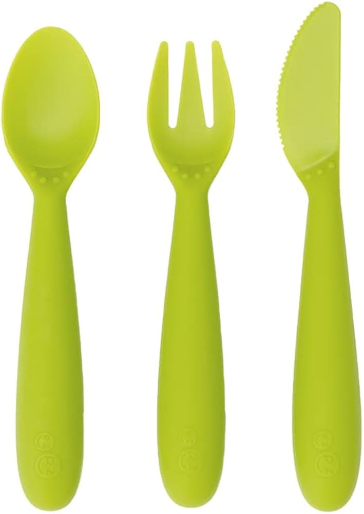 ezpz Happy Utensils - 24 Months+ (Lime) - BPA Free Toddler Utensils - Fork, Spoon and Knife for T... | Amazon (US)