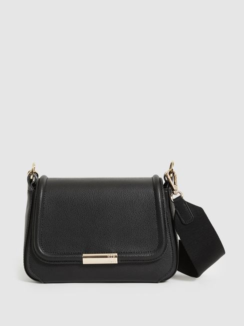 Reiss Black Cleo Saddle Camera Bag | Reiss UK