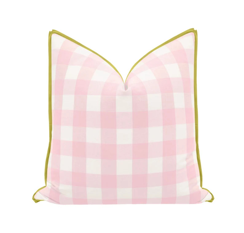 Charleston Check // Primrose With Butterfly Flange Flange Pillow Designer Pillow Buffalo Check Pi... | Etsy (US)