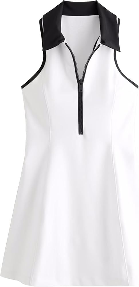 Womens Sleeveless Racrback Polo Mini Dress with detached built-in shorts with Pocket for Athletic... | Amazon (US)