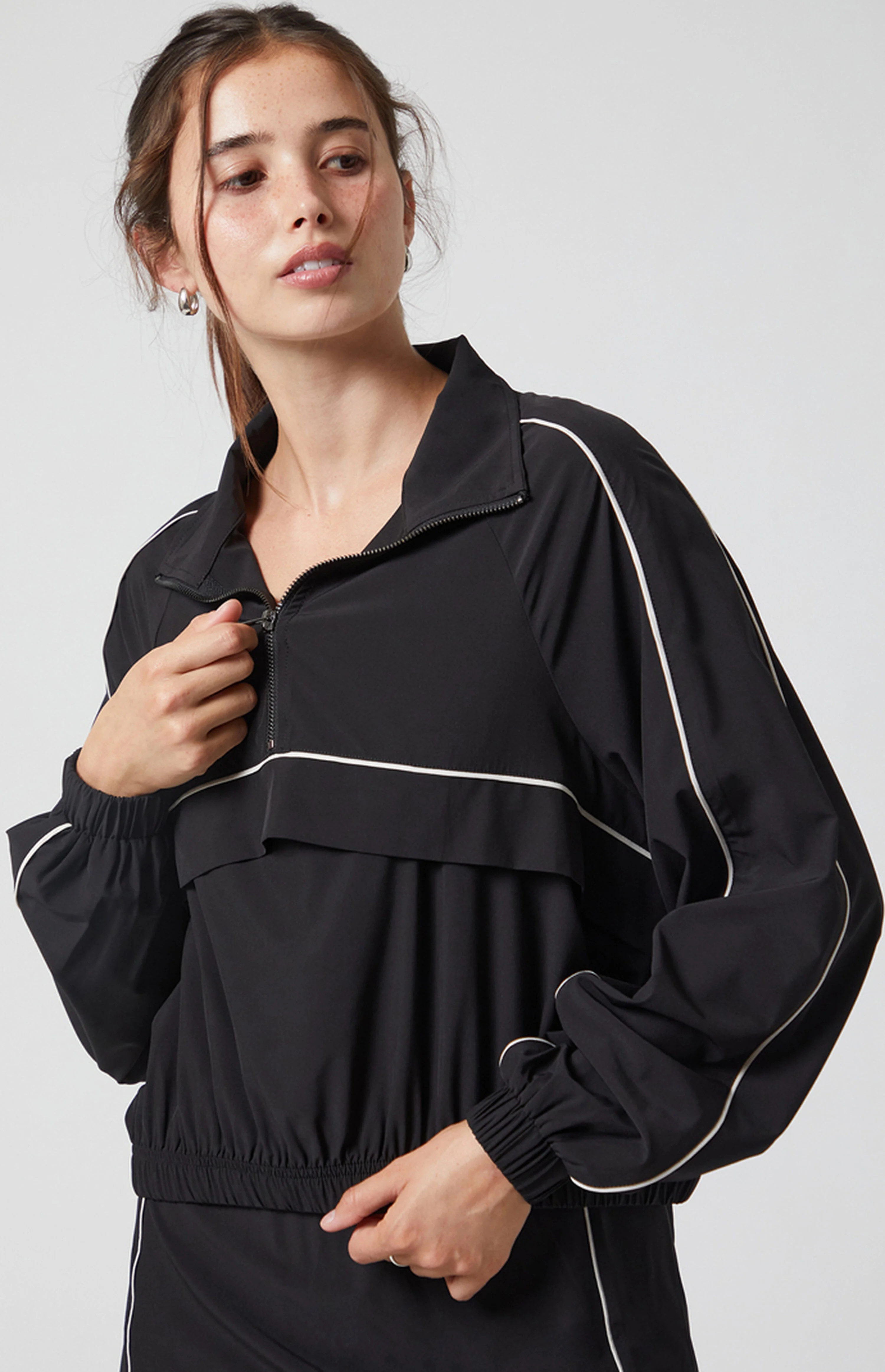 PAC 1980 Active Cropped Half Zip Windbreaker Track Jacket | PacSun
