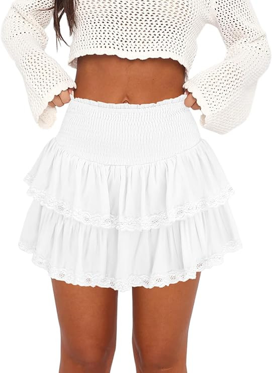 Womens Casual Ruffle Mini Skirt Athletic Golf Tennis Skort Boho Tiered High Waist Layered Ruffle ... | Amazon (US)