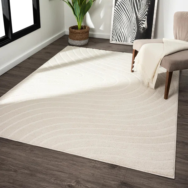 Modern Geometric Wave Area Rug | Wayfair North America