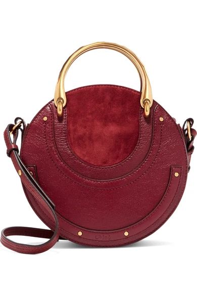 Chloé - Pixie Textured-leather And Suede Shoulder Bag - Burgundy | NET-A-PORTER (US)