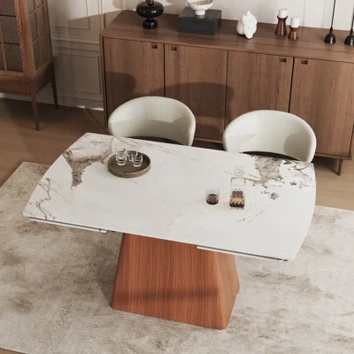 Modern Extendable Dining Table For 6-8 People With ?Sintered Stone Top | Wayfair North America