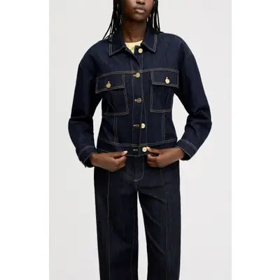 Sam Edelman Cinch Waist Denim Jacket in Bozeman Med Wash at Nordstrom, Size X-Small | Nordstrom
