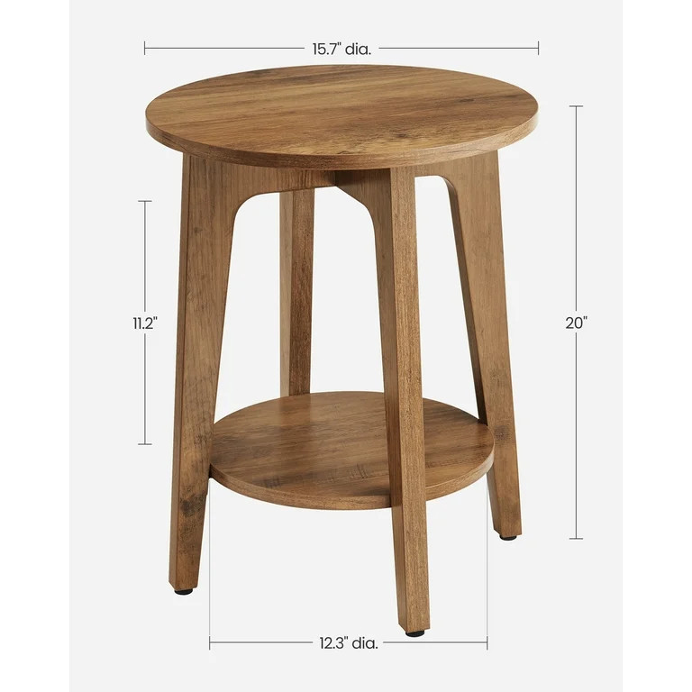 Round End Table Farmhouse Small Side Table Living Room Corner Table Drink Table Rustic Walnut | Walmart (US)