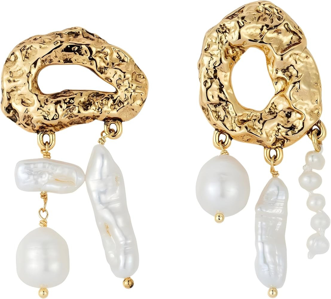 Pearl Dangle Gold Cloud Earrings for Women, Ladies' Fashion Statement Necklace - Perfect for Part... | Amazon (US)