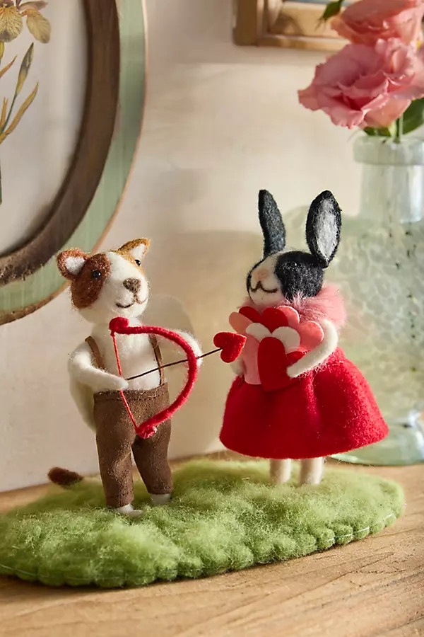 Cupid Couple Felt Critter Scene | Anthropologie (US)