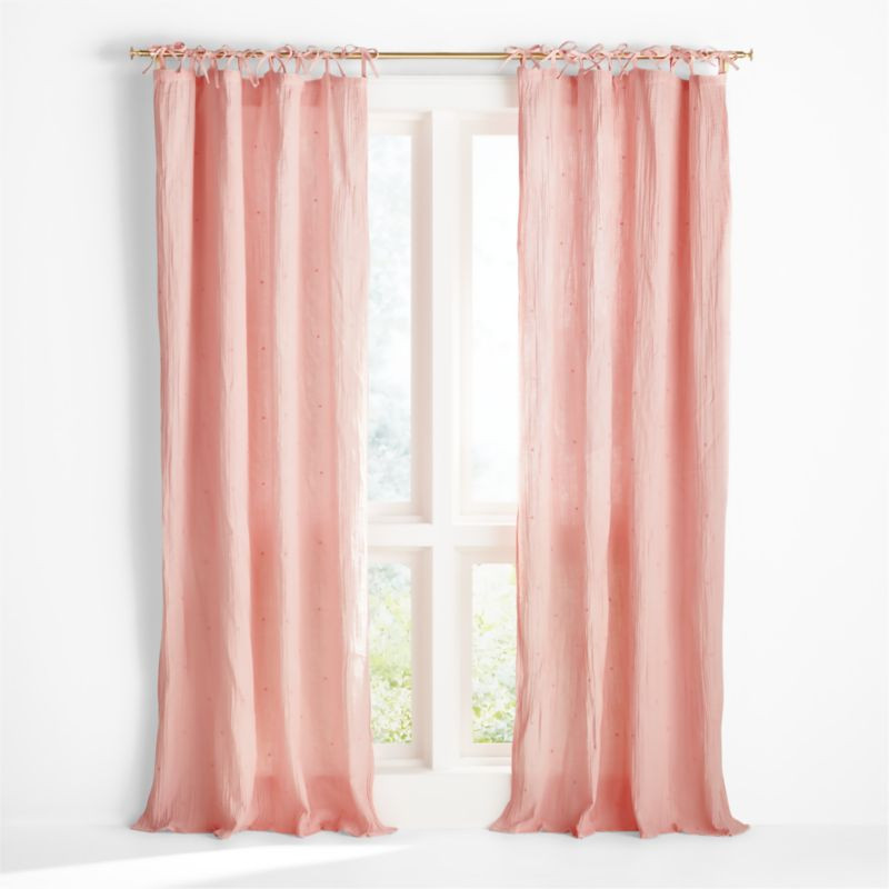 Aldrin Pink Organic Cotton Sheer Kids Window Curtain Panel 44"x63" | Crate & Kids | Crate & Barrel