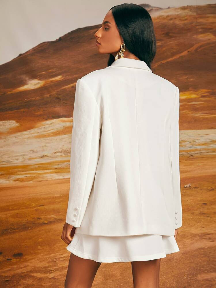 SHEIN X Penelope Ping Shawl Neck Single Breasted Blazer | SHEIN