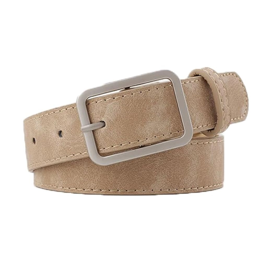 COTIM COYIN Women's Suede Leather Belts with Silver Buckle for Jeans, Pants, Dresses | Amazon (US)