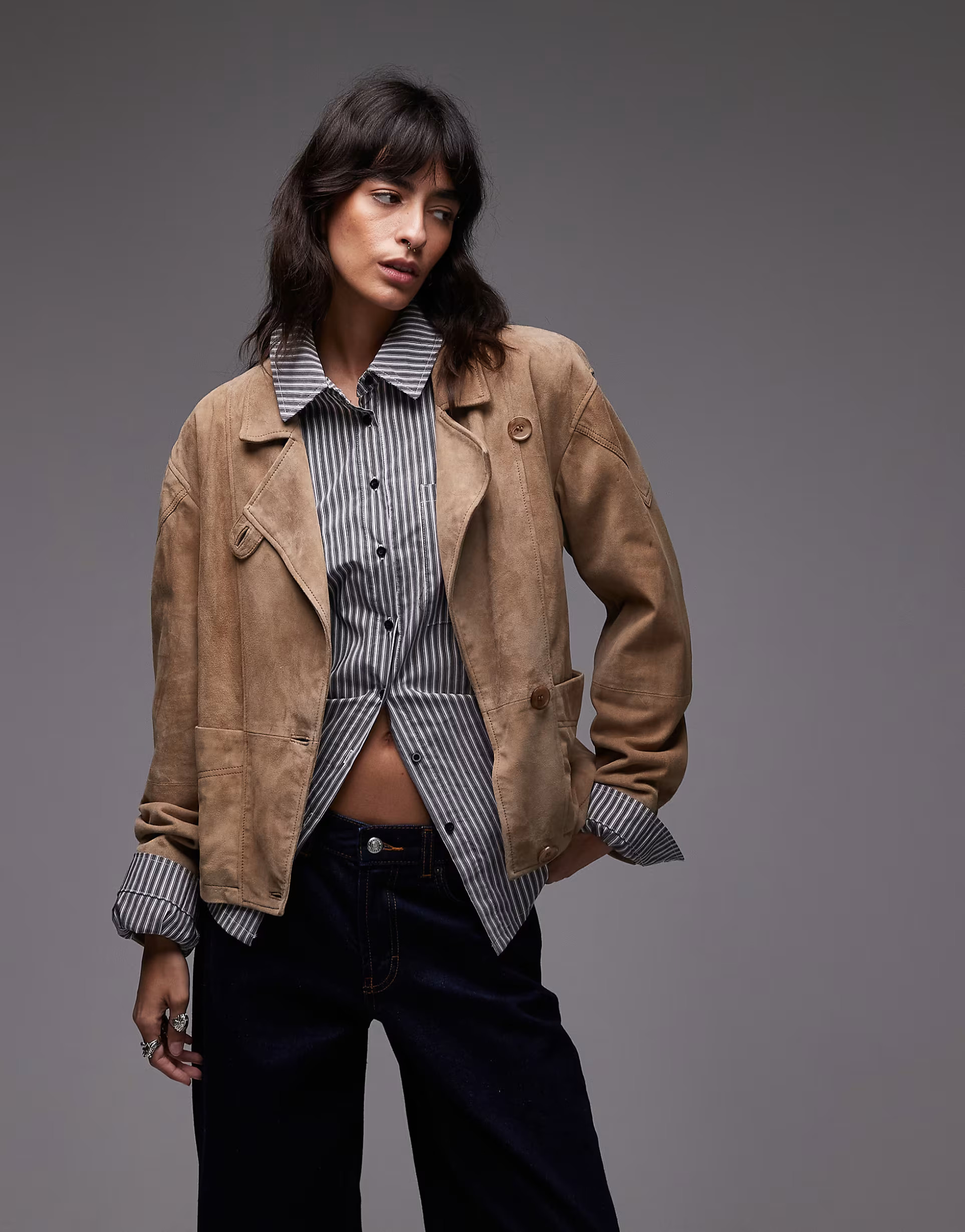 Urbancode suede drop arm slouchy jacket in sand | ASOS | ASOS (Global)