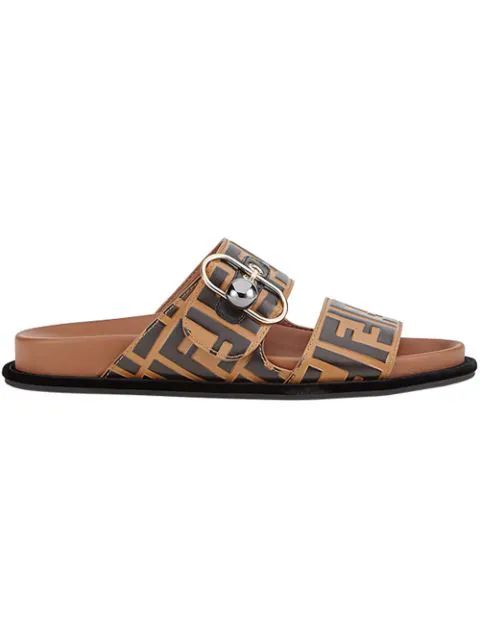 FF motif double-strap flat sandals | Farfetch (UK)