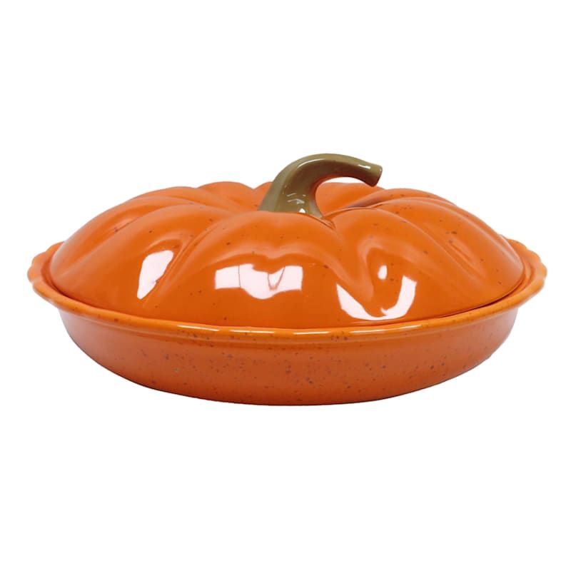 Pumpkin Shaped Ceramic Pie Dish with Lid, 12" | At Home