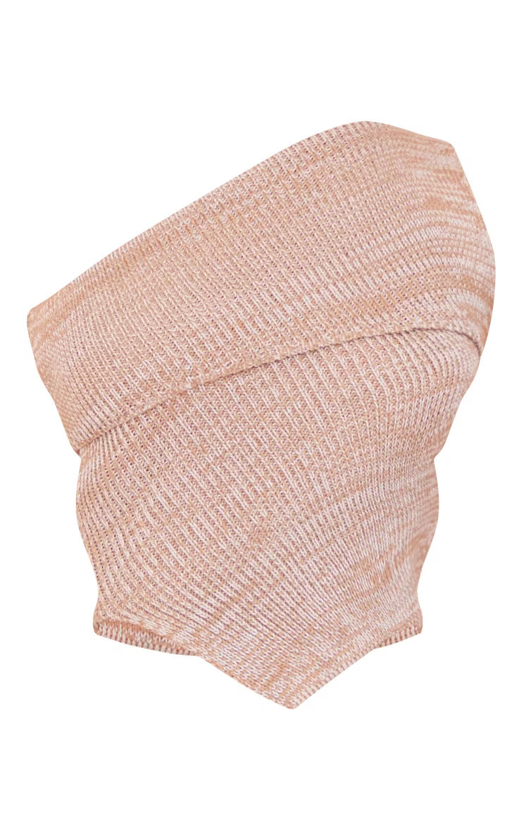 Petite Taupe Knitted Fold Over Top | PrettyLittleThing US