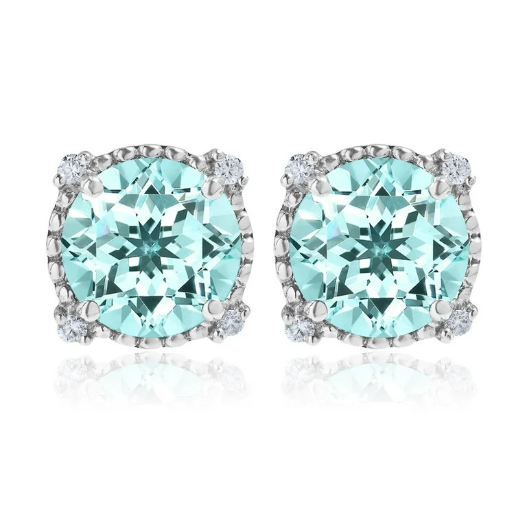 JeenMata 3.5 Carat Round Cut March Birthstone Stud Earrings - Halo Milgrain Earrings in 18K White... | Walmart (US)