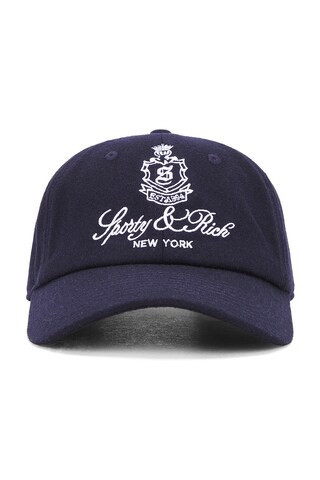 Sporty & Rich Vendome Wool Hat in Navy | FWRD 