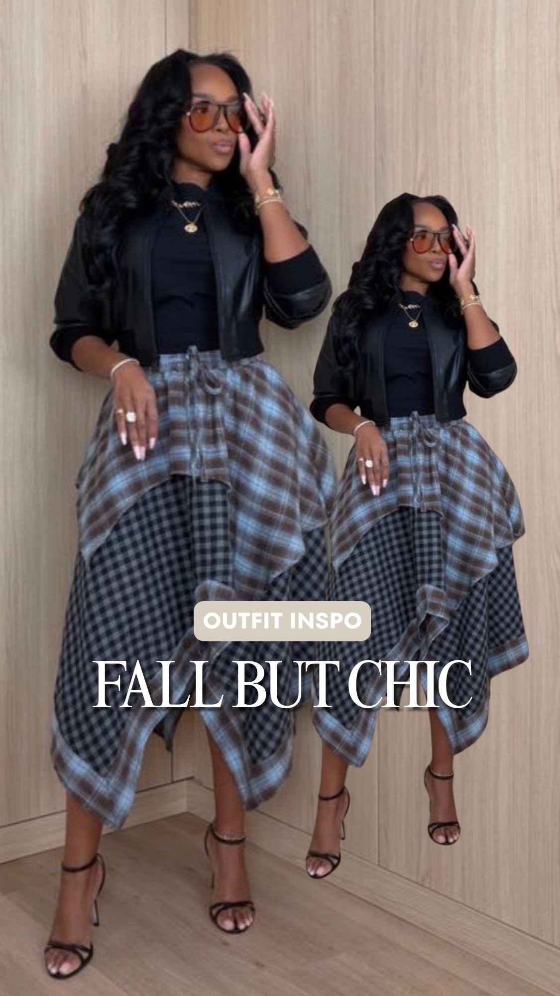 Scroll to shop! ✨ Everything from this look is linked below. 👇🏽

FALL BUT CHIC 🍂🖤 Plaid, leather + layers… THIS is how you do fall without playing it safe. The mixed-print skirt is already a statement, so a fitted black top and cropped jacket pull everything together. Giving cool-girl fall fashion from every angle.

fall outfit women, fall fashion 2026, chic fall outfit, plaid skirt outfit, statement skirt outfit, mixed print skirt, cropped leather jacket outfit, black top outfit, fall date night outfit, elevated fall style, cool girl outfit, trendy fall outfit, petite fall fashion, layered fall outfit, fall outfit inspiration

Wearing: Size Small | 5’4” | 140 lbs | 34D-27-40

Download the FREE LTK app & follow @kirasfashionfinds to shop all my daily finds.

#LTKPetite #LTKSeasonal #LTKStyleTip