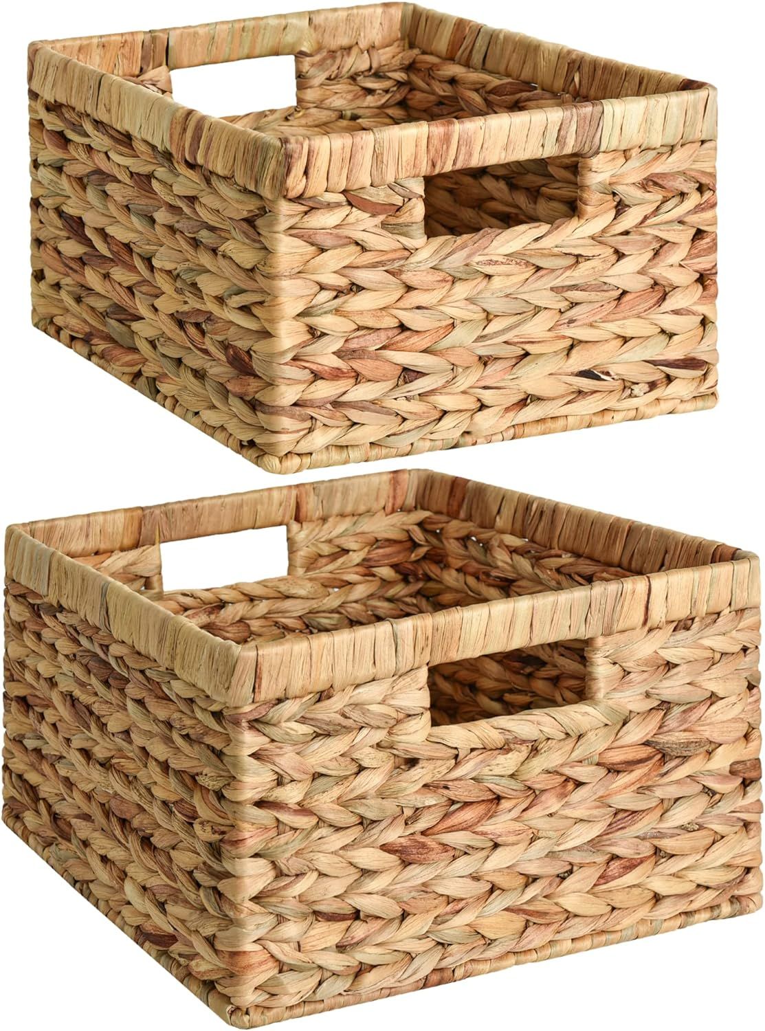 StorageWorks Wicker Storage Basket, Water Hyacinth Basket for Organizing, Decorative Water Hyacin... | Amazon (US)