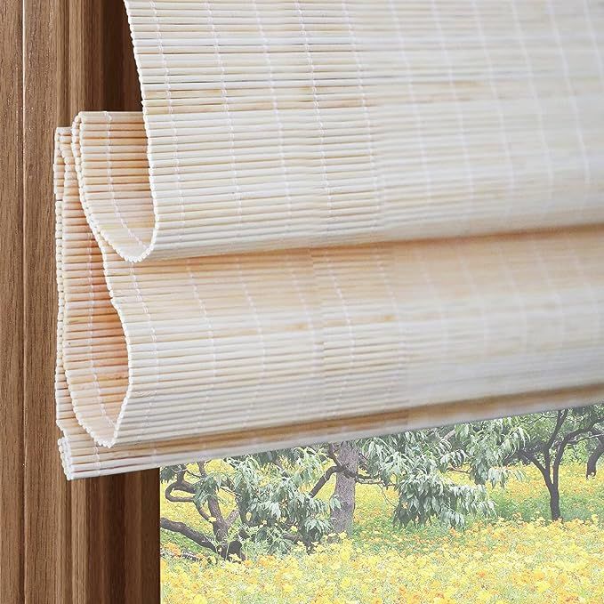 Outdoor Cordless Bamboo Roman Shades, Water Proof Light Filter Bamboo Window Blinds With 6 Valanc... | Amazon (US)