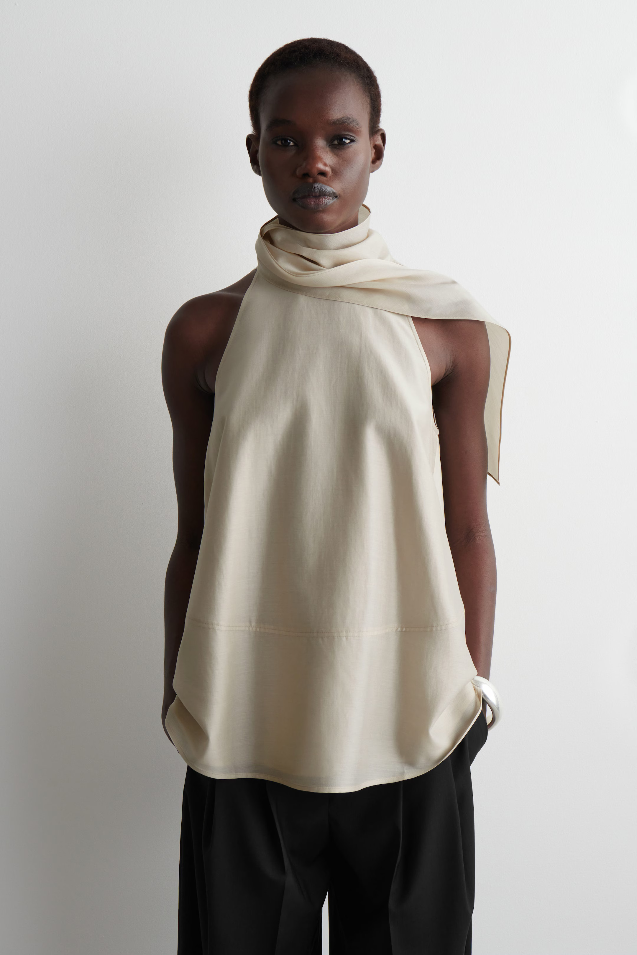 FLUID HALTERNECK TOP - BEIGE | COS AU | COS (AU)