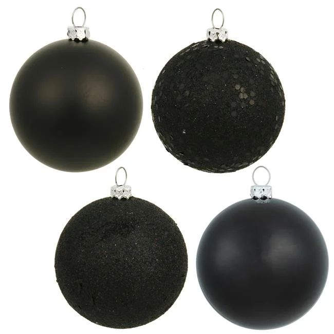 6 in. Black Ball Christmas Ornament - 4 Per Box | Walmart (US)