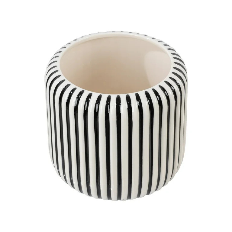 Beautiful 8" Black Stripe Ceramic Planter by Drew Barrymore | Walmart (US)