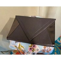 Charming Original Vintage Mid Century Black & Beige Faux Leather Envelope Clutch Purse With Hand Strap | Etsy (US)