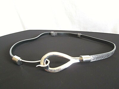 Dark Silver Metallic Faux Snake Print Adjustable Hook Womens Skinny Hip Belt S/M  | eBay | eBay US
