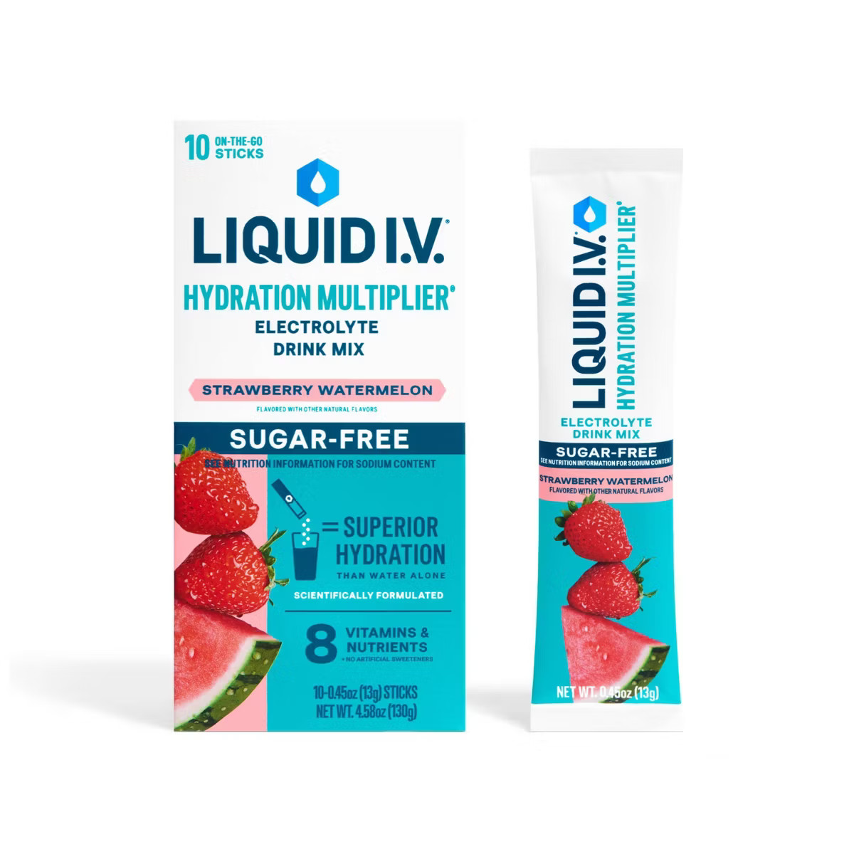 Liquid I.V. Sugar-Free Hydration Multiplier Vegan Powder Electrolyte Supplements - Strawberry Wat... | Target