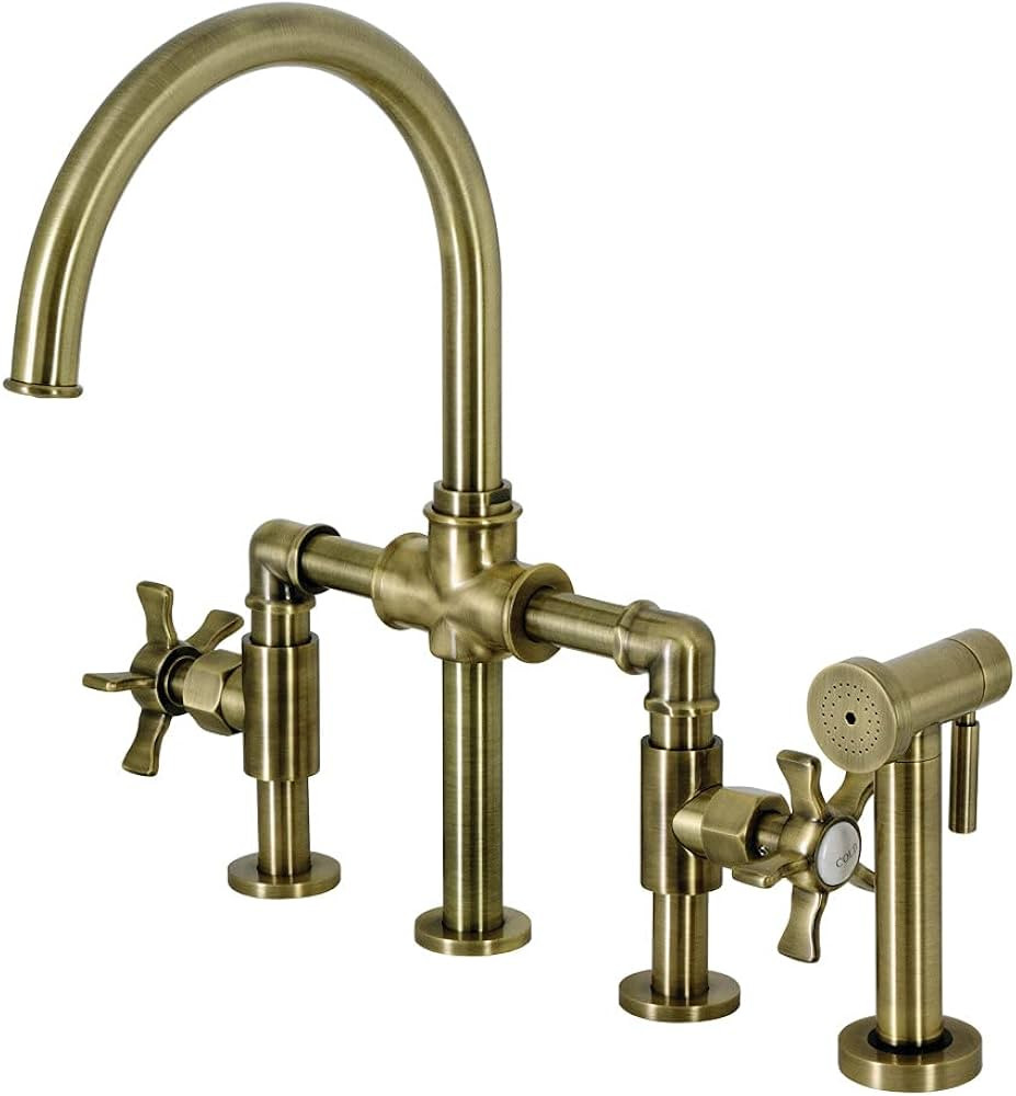 Kingston Brass KS2333NX Hamilton Bridge Kitchen Faucet, Antique Brass | Amazon (US)